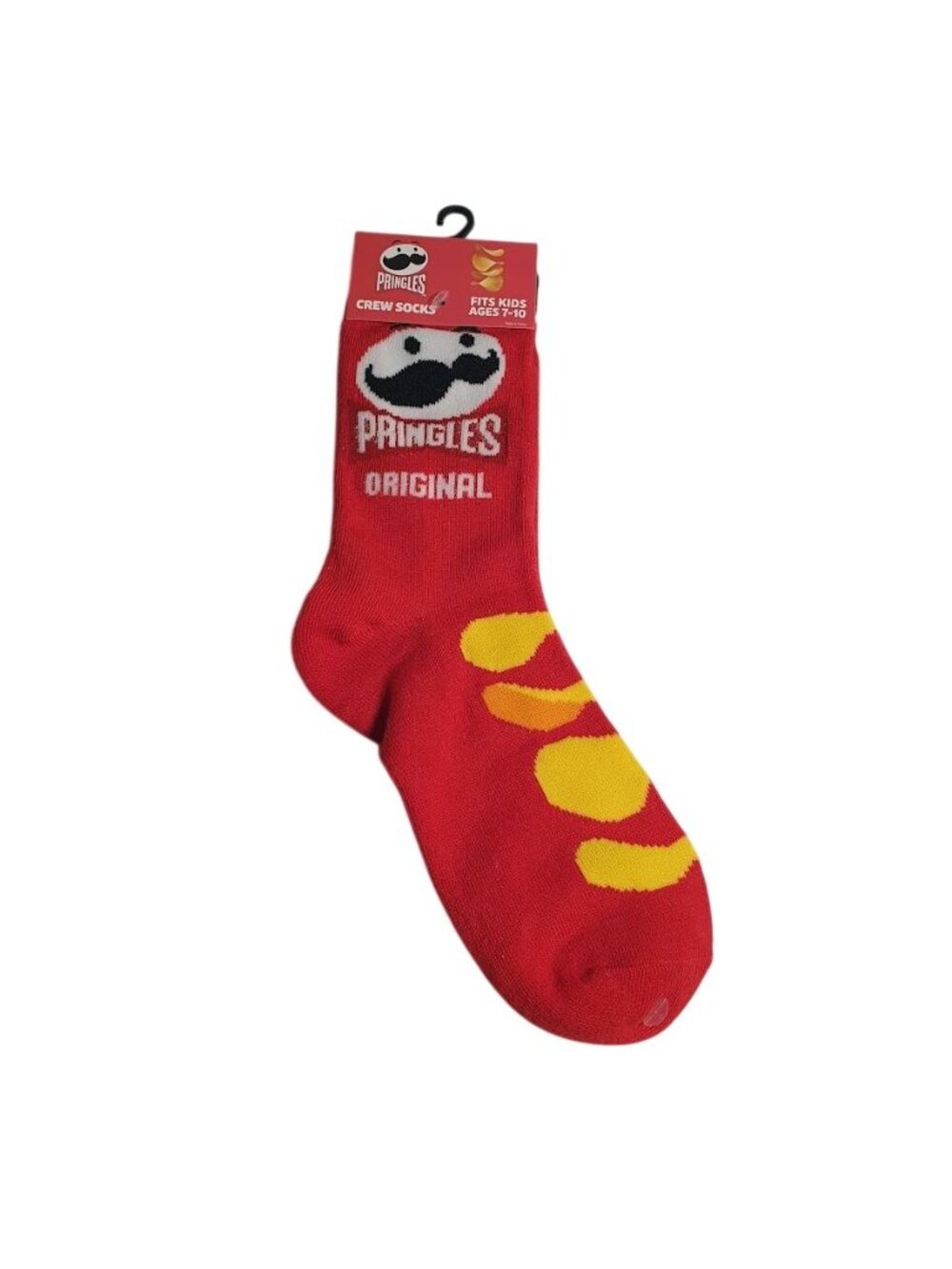 Pringles Original Kids Crew Socks Red Yellow Age 7 to 10 Fun Novelty Potato Chip